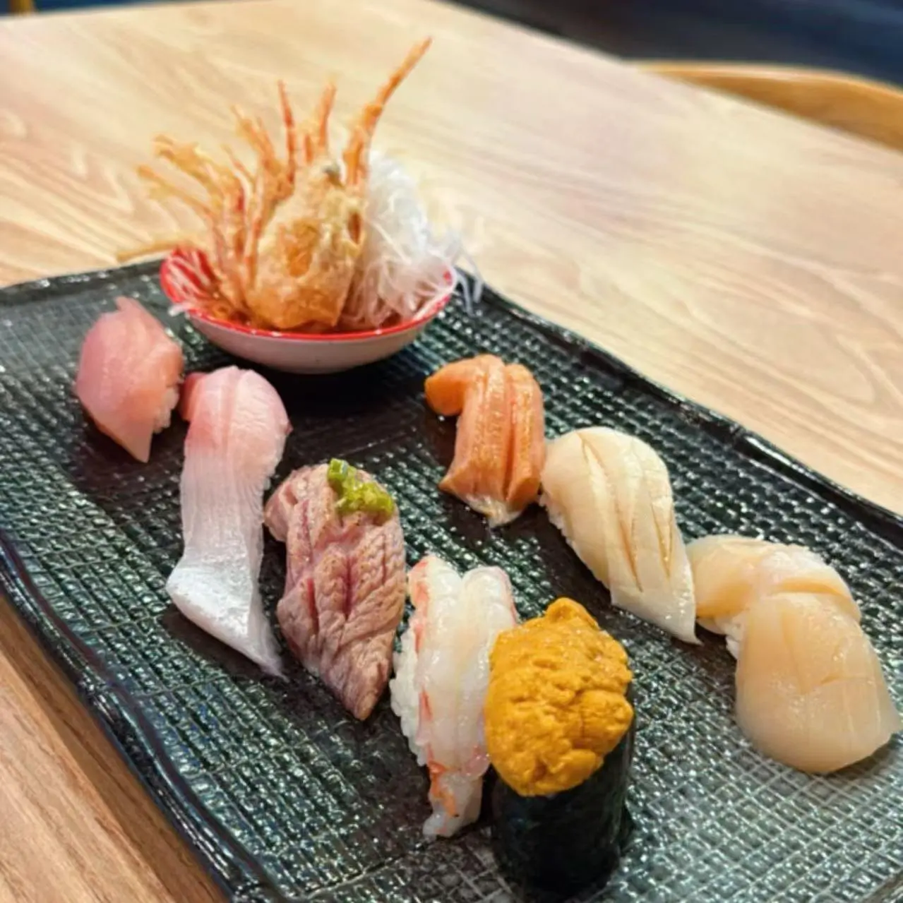 Shin Sushi-Japanese-restaurant-Premium-Sushi-Platter-Pleasant-Hill Premium Sushi Platter Assorted sushi with tempura shrimp accent at Shin Sushi, a Japanese restaurant in Pleasant Hill