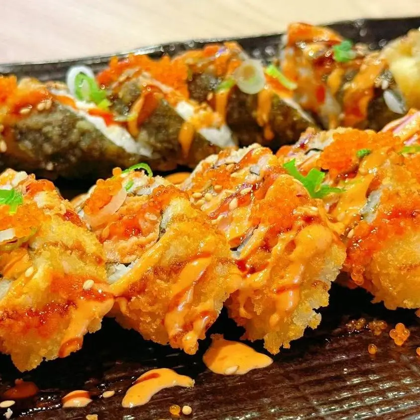 Shin Sushi-Japanese-restaurant-Crispy-Sushi-Roll-Pleasant-Hill Crispy Sushi Roll Deep - fried sushi rolls with spicy mayo and tobiko at Shin Sushi, a Japanese restaurant in Pleasant Hill